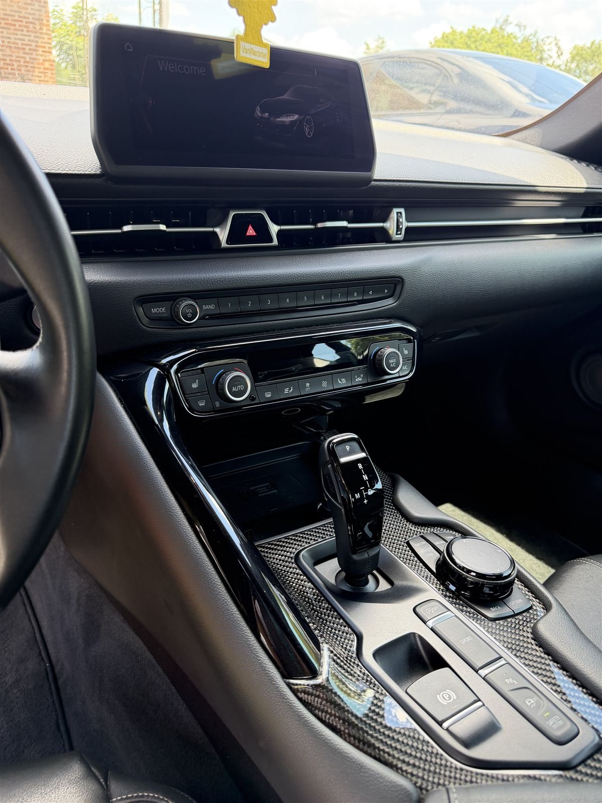 Detailed vehicle center console and dashboard